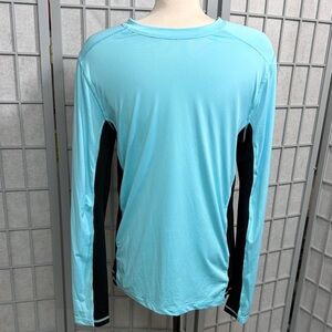 Joe Fresh Men's Long Sleeve Performance Shirt - Light Blue & Black